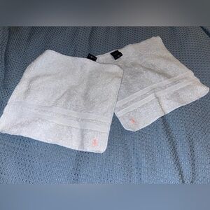 Ralph Lauren~ light blue/grey Towel with Pink Logo ~ 100% cotton~ 2